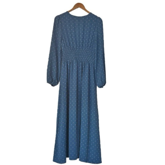 SHEIN Elegant Blue Long Sleeve Dress - Picture 4 of 4